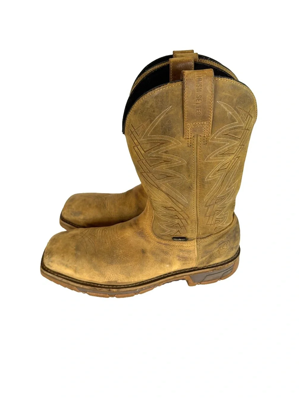 Irish Setter Marshall 83912 Tan Leather Steel Toe Pull On Boots Men Size 13 D